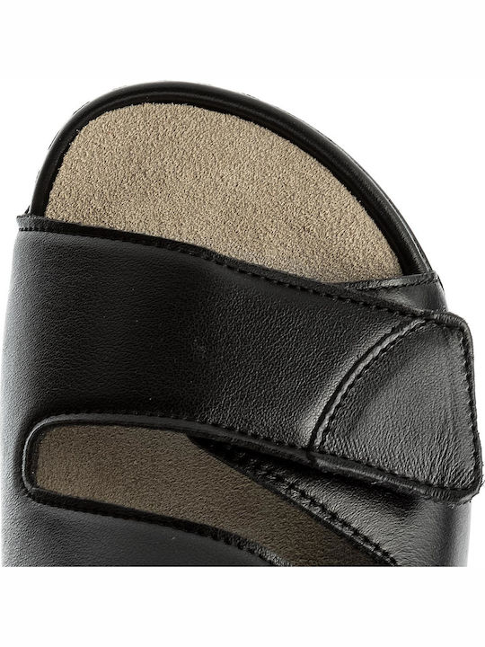Sofie Leather Women's Flat Sandals Anatomic in Black Color