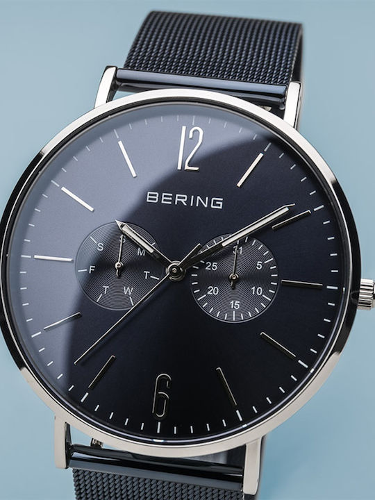 Bering Time Men's Watch 40mm Battery with Blue Metal Bracelet