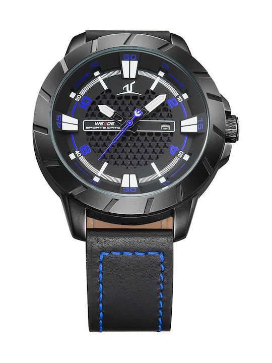 Weide Men's Watch 50mm Battery with Black Leather Strap