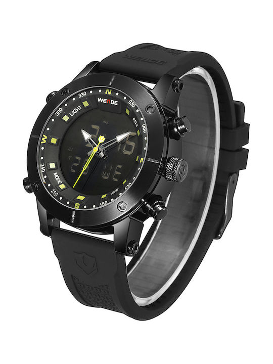 Weide Men's Watch 48mm Battery with Black Rubber Strap