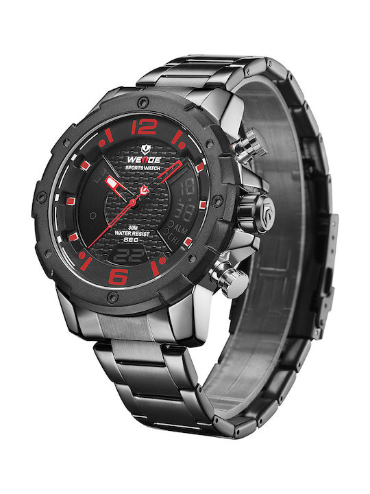 Weide Herrenuhr 46mm Batterie mit Schwarz Metallarmband