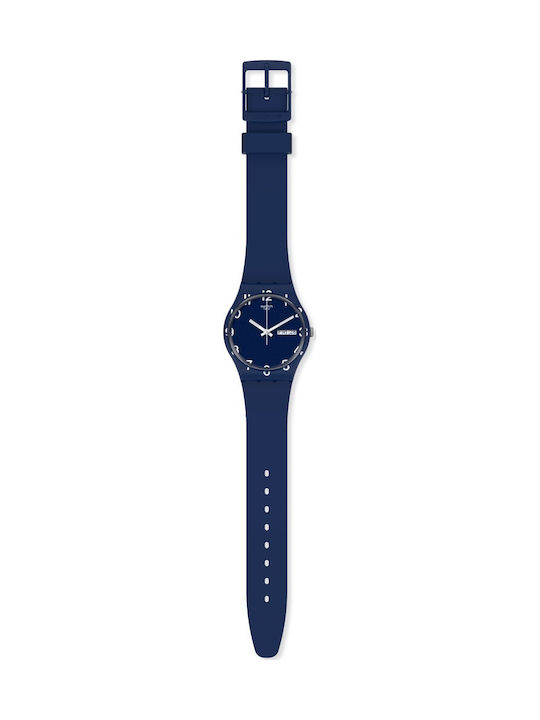 Swatch Over Blue Herrenuhr 41mm Batterie mit Blau Kautschukarmband
