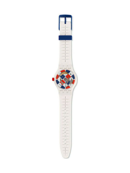 Swatch Sistem Arlequin Мъжки часовник 42мм Автоматичен с Бяло Каучуково Цвят на каишката