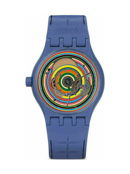 Swatch Sistem Aqua Uhr Automatisch mit Blau Kautschukarmband