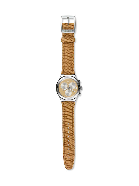 Swatch Irony Men's Chrono Sand Dune Brown Leather Strap