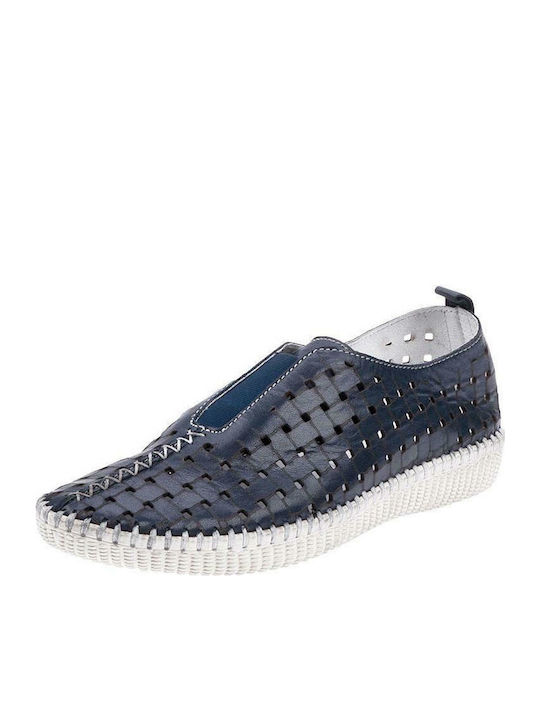 Boxer Women's Leather Slip-Ons Blue