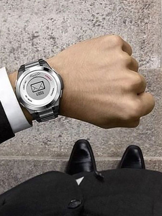 Kenneth Cole Digital Men's Watch 50mm Battery with Silver Metal Bracelet