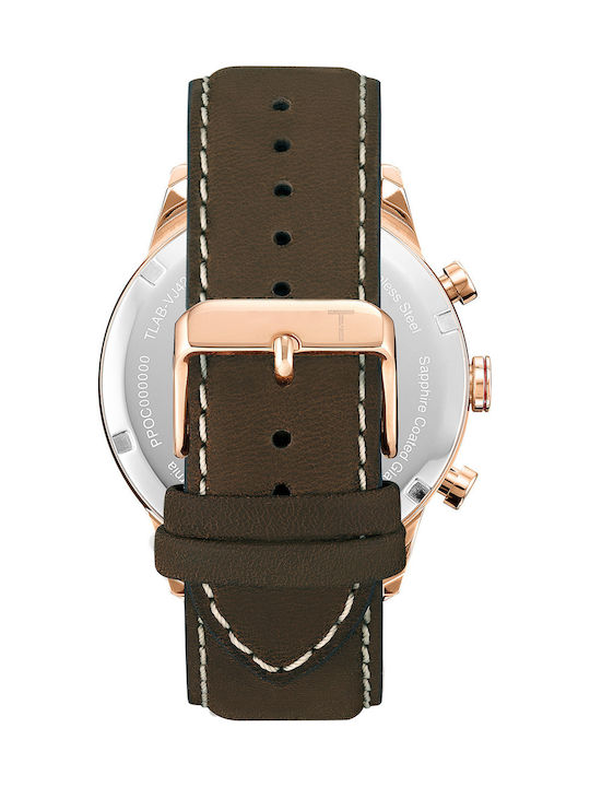 Tylor Tribe Watch Chronograph Battery with Brown Leather Strap