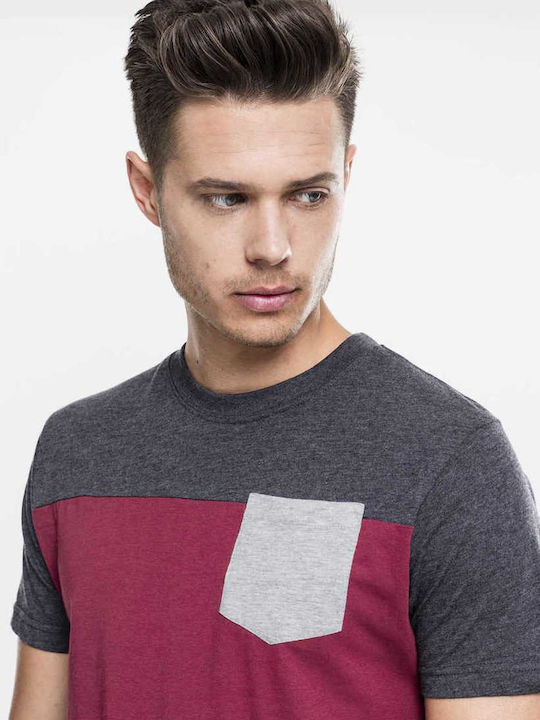 3 Tone T-shirt Burgundy / Charcoal Grey
