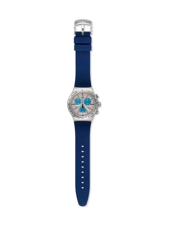 Swatch Blau Me On Watch Chronograph Battery with Blue Rubber Strap