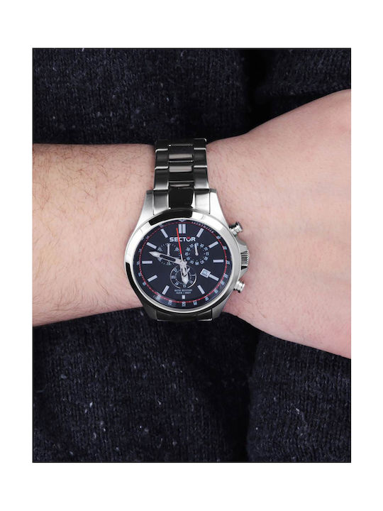 Sector Watch Chronograph Battery with Silver Metal Bracelet