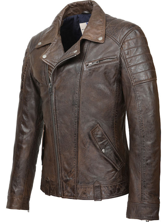 Leather jacket MAYS & ROSE PHARELL Brown