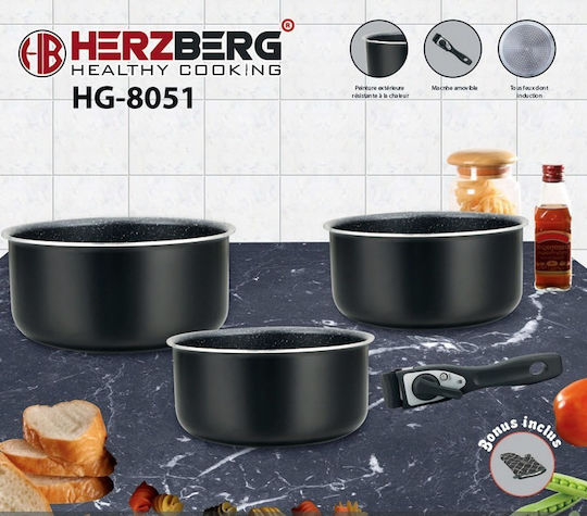 Herzberg Σετ Κατσαρόλες από Αλουμίνιο 3τμχ