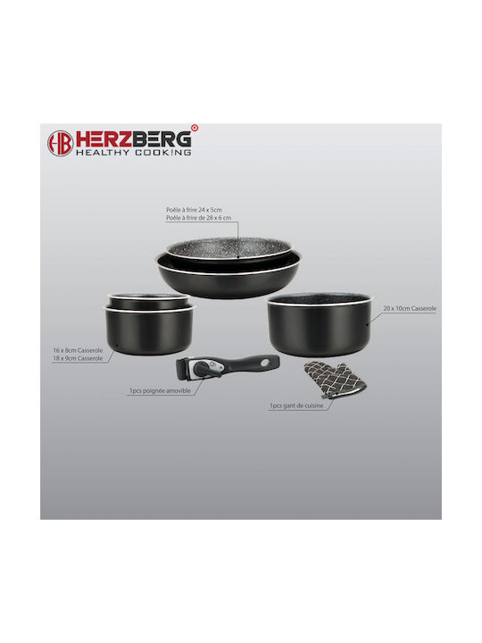 Herzberg Cookware Set Made of Aluminum with Stone Coating 5pcs