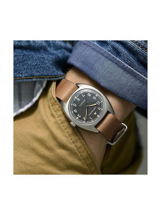 Hamilton Pilot Ανδρικό Ρολόι 36mm Μπαταρίας με Καφέ Δερμάτινο Λουράκι