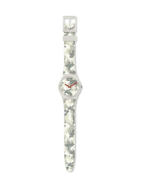 Swatch Pixelise Me Watch with Gray Rubber Strap