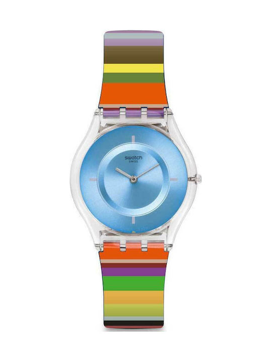 Swatch Pretty Ladder Watch with Rubber Strap