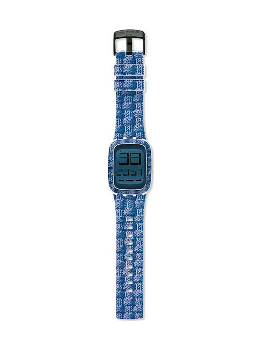 Swatch Double Knit Touch Blue Rubber Strap