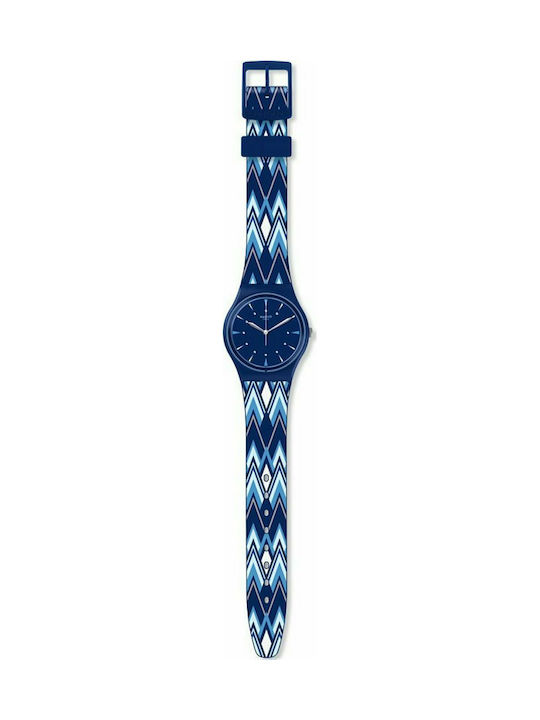 Swatch Pikabloo Watch with Blue Rubber Strap