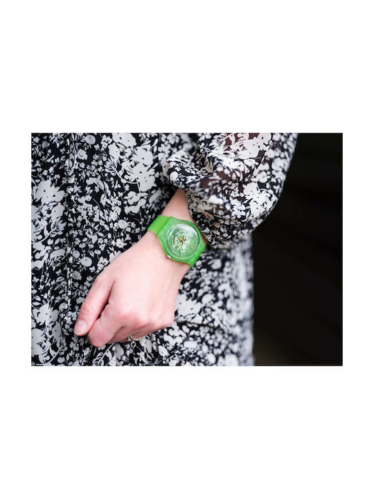 Swatch Kiwi Vibes Watch with Green Rubber Strap