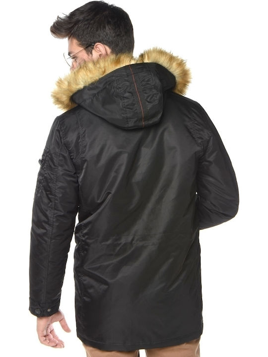 Camaro Men's Winter Parka Jacket Black