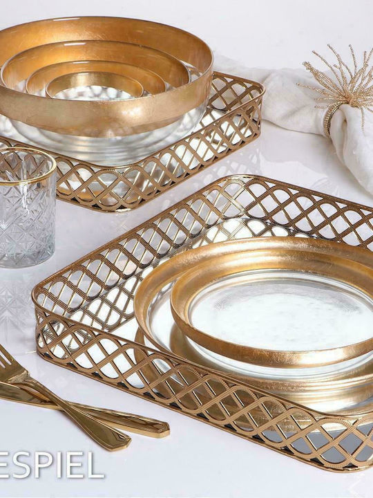Espiel Round Glass Decorative Platter Leona Golden 28x28x2cm