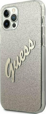 Guess Glitter Gradient Script Plastic Back Cover Gold (iPhone 12 Pro Max)