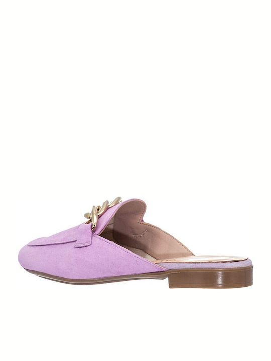 Flat Suede Mules σε Λιλά Χρώμα