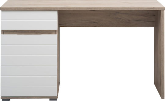 Birou Elan din Lemn Alb / Stejar 130x50x75.5cm