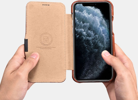iCarer Side-Open Genuine Leather Book Δερμάτινο / Δερματίνης Καφέ (iPhone 12 mini)