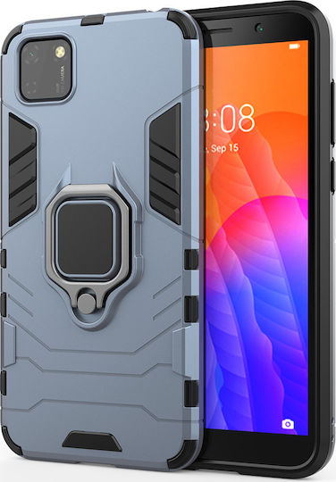 Hurtel Ring Kickstand Armor Back Cover Plastic Blue (Huawei Y5p)