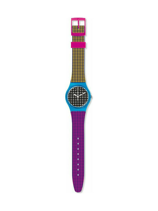 Swatch Behind Wall Watch with Rubber Strap