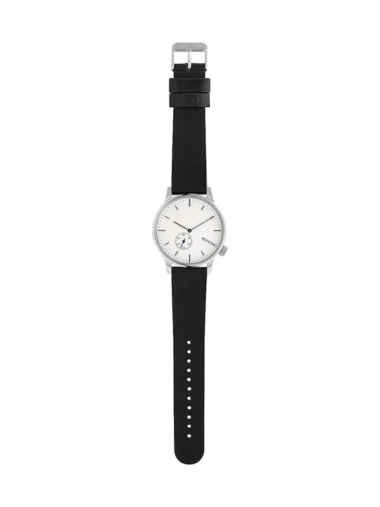 Komono Winston Subs Black / Silver / White Watch with Black Leather Strap