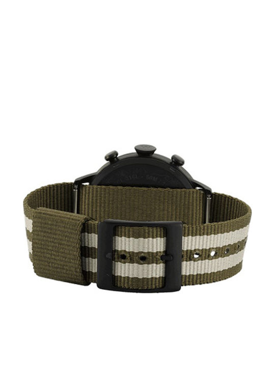 Women's Watch Chronograph with Green Fabric Strap