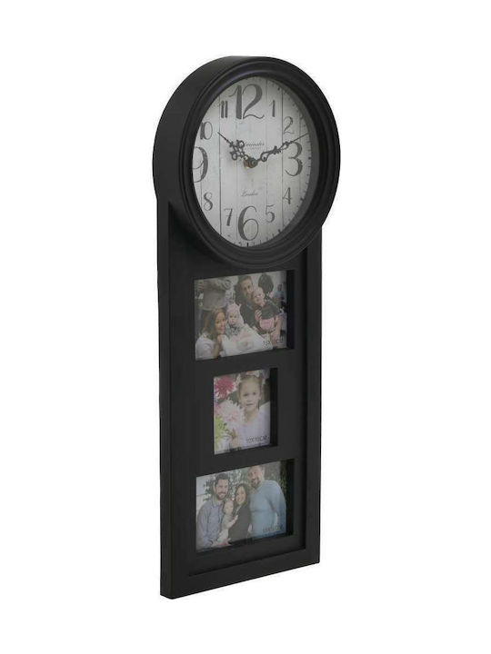 Click Wall Clock Plastic Black 23x58cm