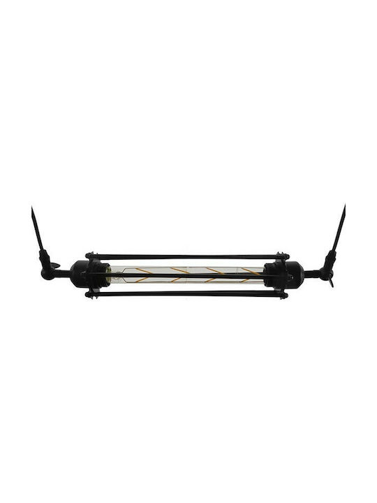 GloboStar Tube Κρεμαστό Φωτιστικό Μαύρο Ράγα με Ντουί E27 43x11εκ.