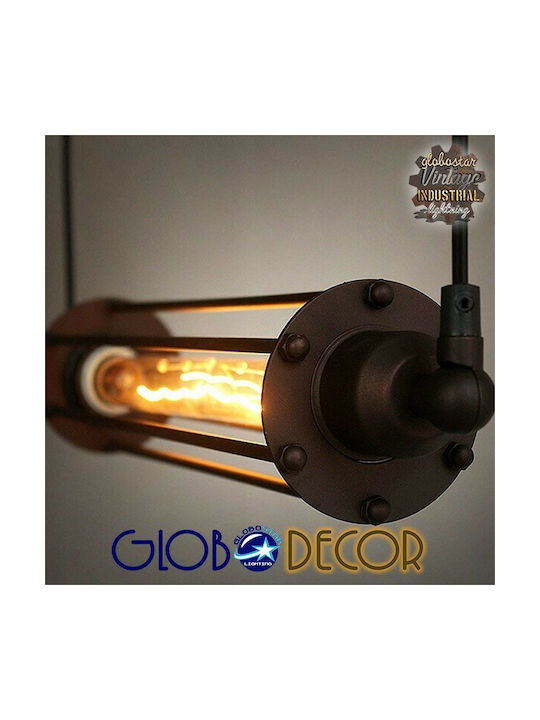 GloboStar Tube Κρεμαστό Φωτιστικό Μαύρο Ράγα με Ντουί E27 43x11εκ.