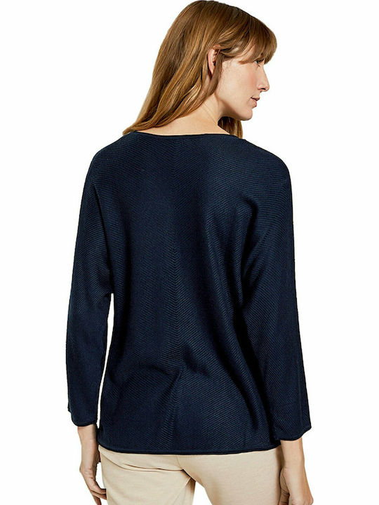 Tom Tailor Women's Blouse Long Sleeve with V Neckline Navy Blue