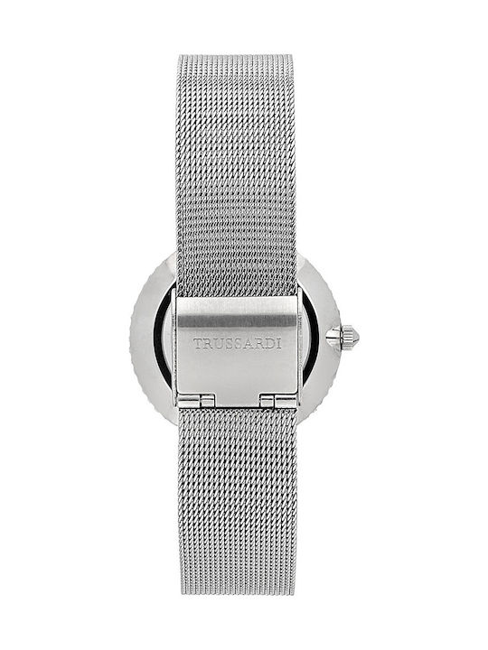 Trussardi T-Motif Γυναικείο Ρολόι Μπαταρίας με Ασημί Ατσάλινο Μπρασελέ