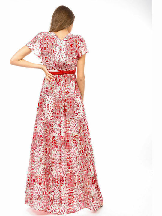 Moutaki Sommer Maxi Kleid mit Rüschen Rot