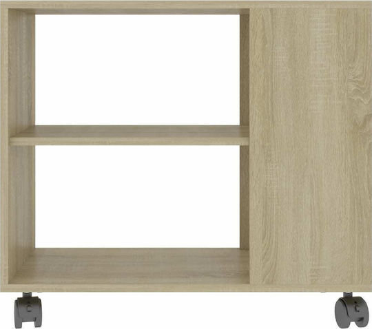 Rectangular Side Table Wooden with Wheels Sonoma Oak M70xW35xH55cm