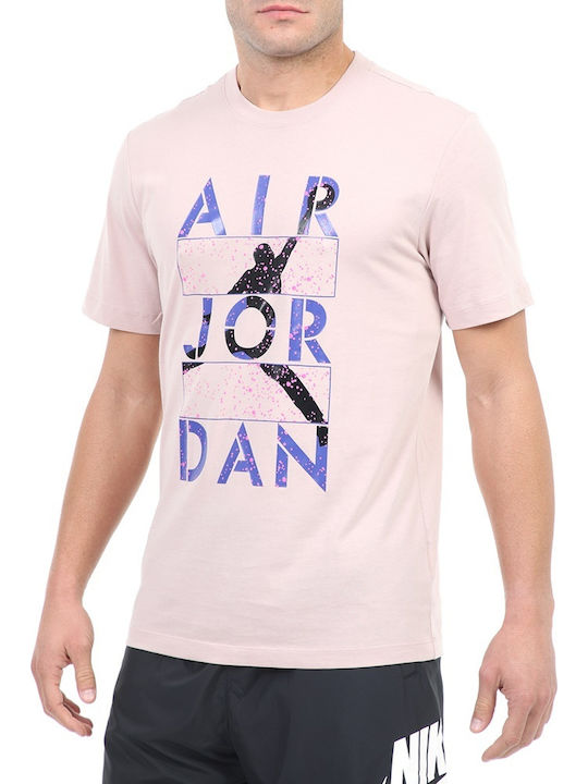 Jordan Stencil Αθλητικό Ανδρικό T-shirt Stone Mauve με Λογότυπο