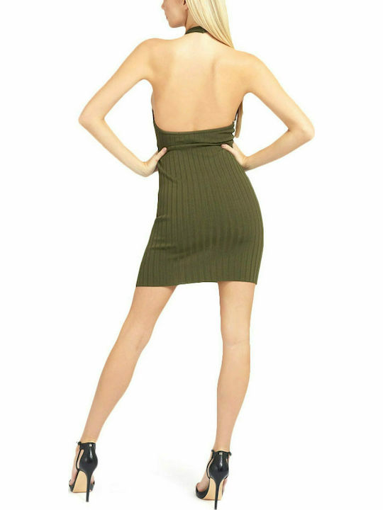 Guess Mini Evening Dress Open Back Khaki