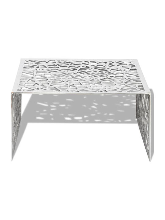 Quadratischer Zentraler Kaffeetisch aus Aluminium Silber M69xL69xH35cm