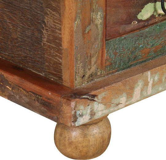 Square Central Coffee Table Made of Solid Wood with Drawers Raw Mango Wood W70xD70xH38cm
