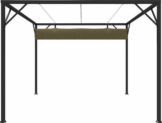 Garden Pergola from Metallic with Ceiling in Beige Colour 300x300x230cm