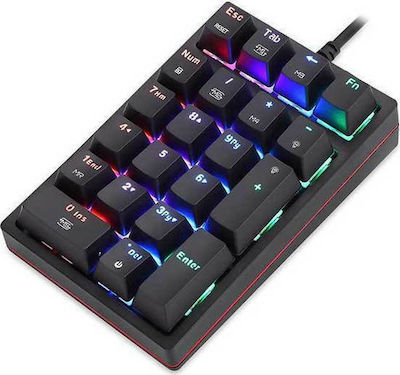 Motospeed K24 Gaming KeyPad cu Outemu Roșu întrerupătoare și iluminare RGB Negru