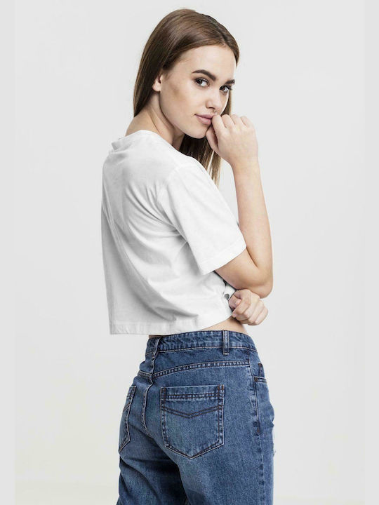 TB1555 Women's Summer Crop Top Cotton Short Sleeve White