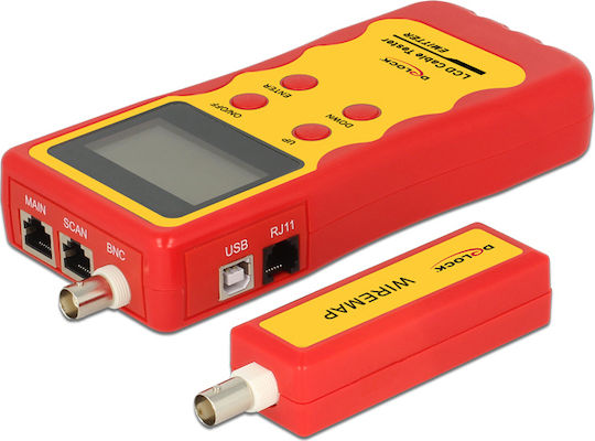 DeLock 86108 Kabeltester Netzwerk BNC / RJ12 / RJ45 / USB Digital