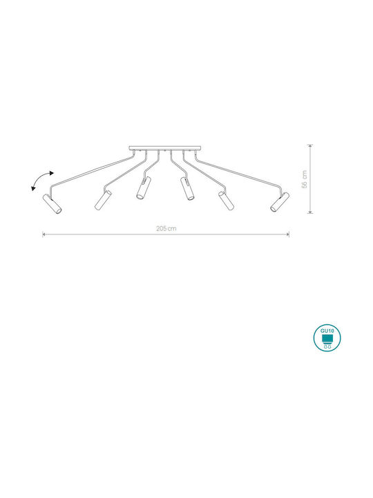 Nowodvorski Eye Super Black Pendant Light Black for 6 Bulbs GU10 192x60cm